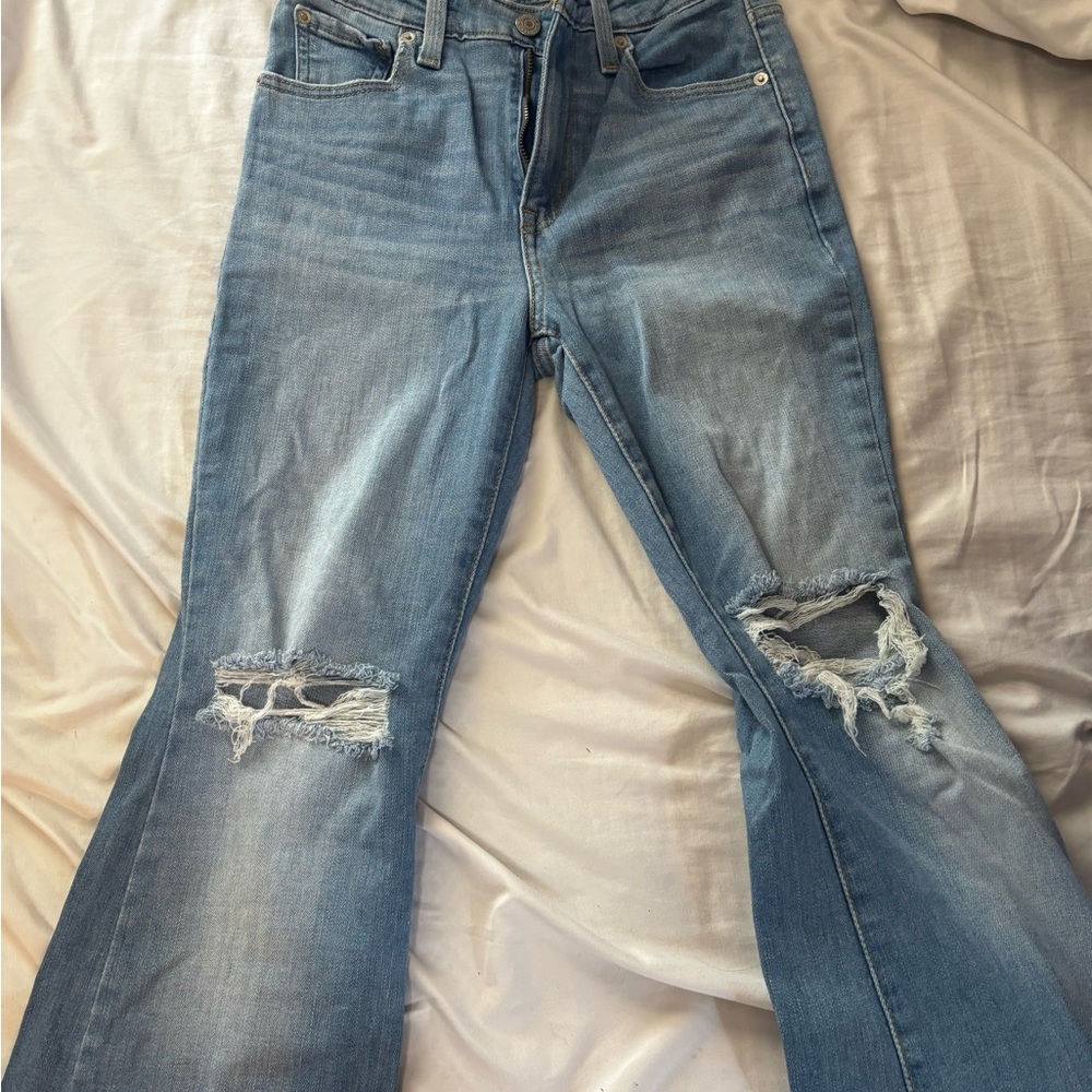 Levi's Blue Flare Wide Leg Jeans with Vintage Fade
